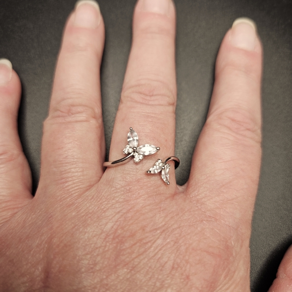 Giani Bernini Sterling Silver CZ Butterfly Bypass Ring Size 8 - Picture 6 of 6
